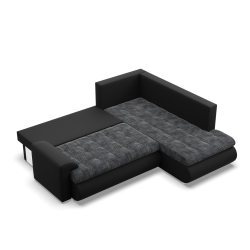 Ecksofa FORESTA LO, Seite - RECHTS, Farbe - GRAU + SCHWARZ