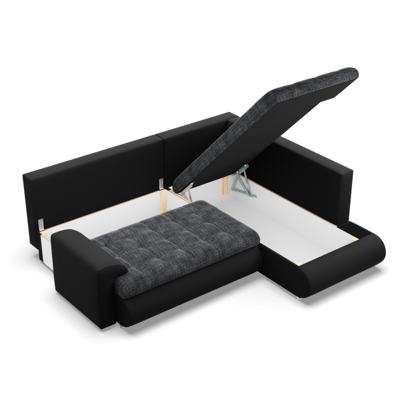 FORESTA LO Corner Sofa, Side - RIGHT, Color - ASH + BLACK