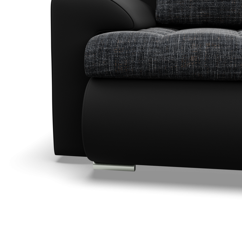 Ecksofa FORESTA LO, Seite - RECHTS, Farbe - GRAU + SCHWARZ