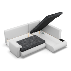 Кутовий диван FORESTA LO, Сторона - ПРАВА, Колір - ПОПІЛ + БІЛИЙ