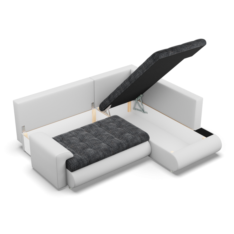 Ecksofa FORESTA LO, Seite - RECHTS, Farbe - GRAU + WEISS