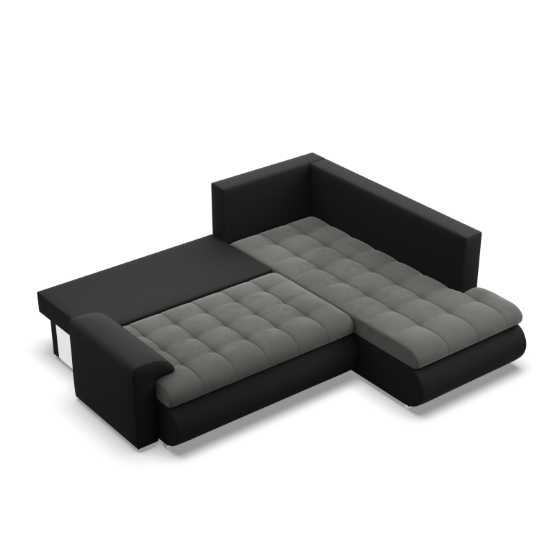 FORESTA LO Corner Sofa, Side - RIGHT, Color - DARK GRAY + BLACK