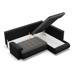 FORESTA LO Corner Sofa, Side - RIGHT, Color - DARK GRAY + BLACK