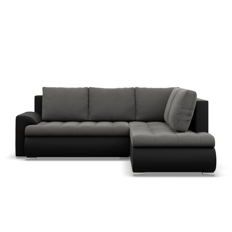 Ecksofa FORESTA LO, Seite - RECHTS, Farbe - DUNKELGRAU + SCHWARZ