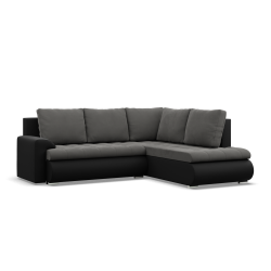 Ecksofa FORESTA LO, Seite - RECHTS, Farbe - DUNKELGRAU + SCHWARZ