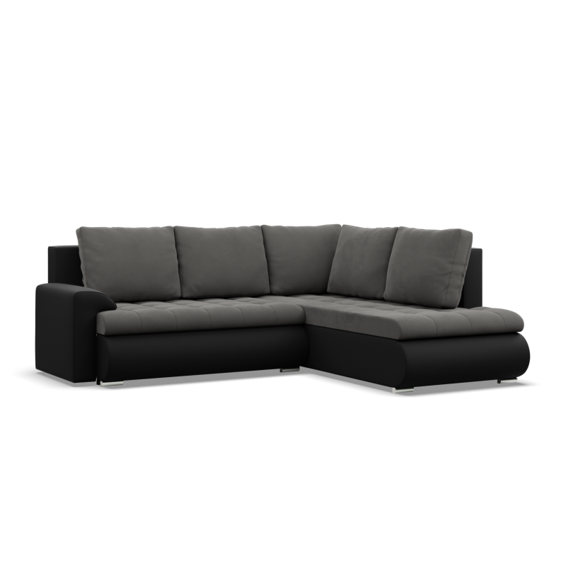 Ecksofa FORESTA LO, Seite - RECHTS, Farbe - DUNKELGRAU + SCHWARZ