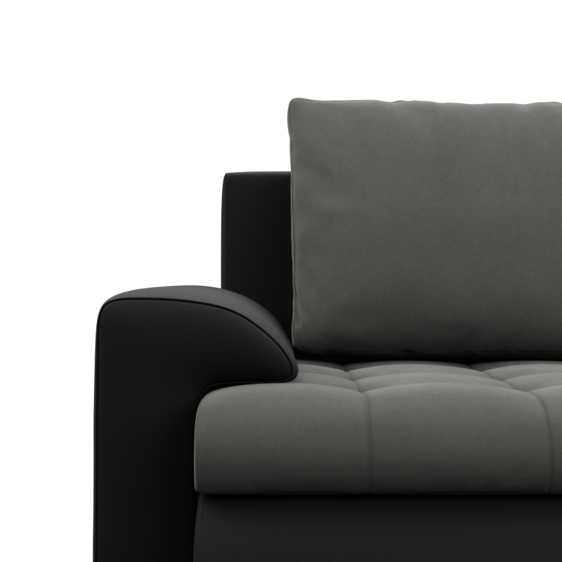 FORESTA LO Corner Sofa, Side - RIGHT, Color - DARK GRAY + BLACK