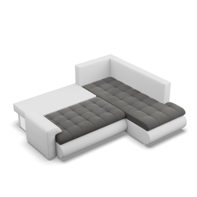 FORESTA LO Corner Sofa, Side - RIGHT, Color - DARK GRAY + WHITE
