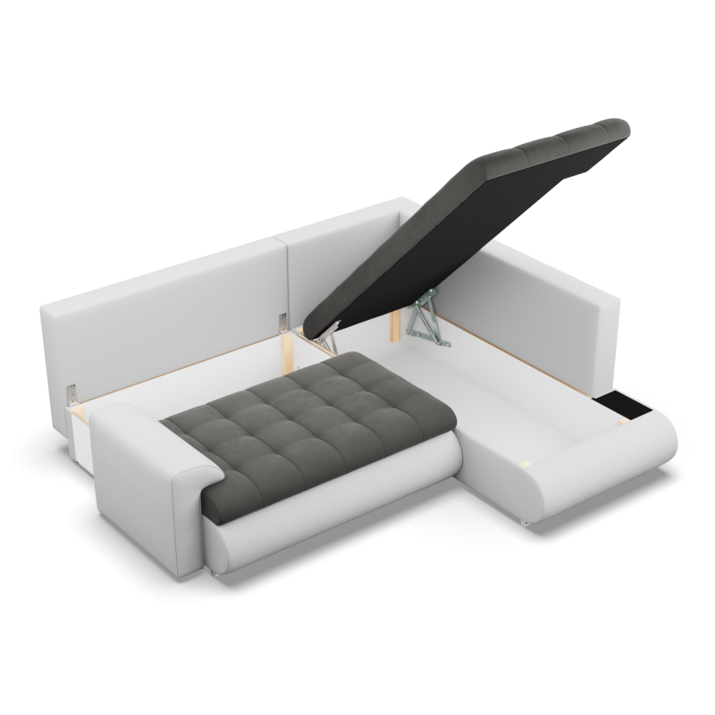 FORESTA LO Corner Sofa, Side - RIGHT, Color - DARK GRAY + WHITE