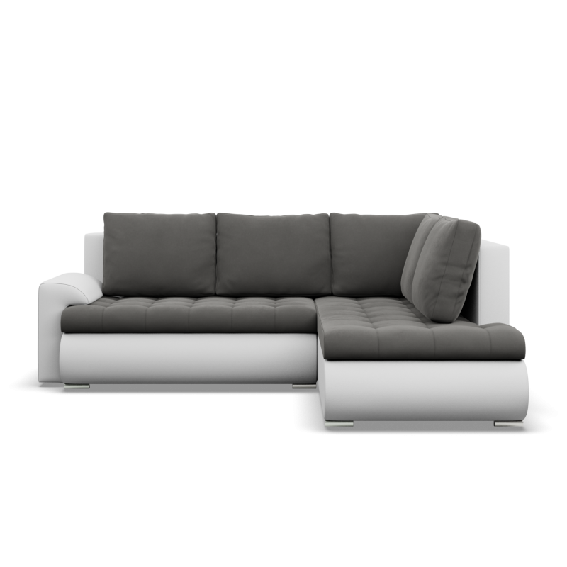 Ecksofa FORESTA LO, Seite - RECHTS, Farbe - DUNKELGRAU + WEISS