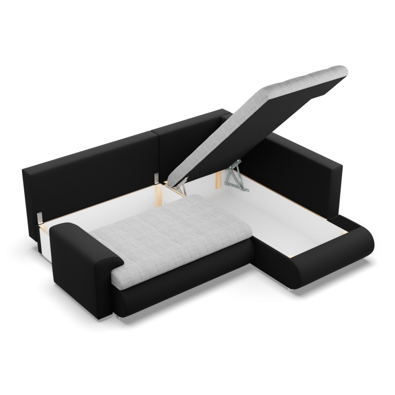 Narożnik FORESTA LO , Strona - PRAWA, Kolor - SZARY + CZARNY