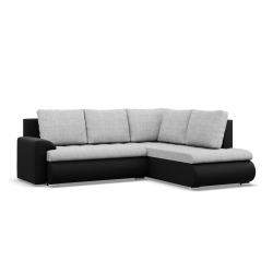 Ecksofa FORESTA LO, Seite - RECHTS, Farbe - GRAU + SCHWARZ