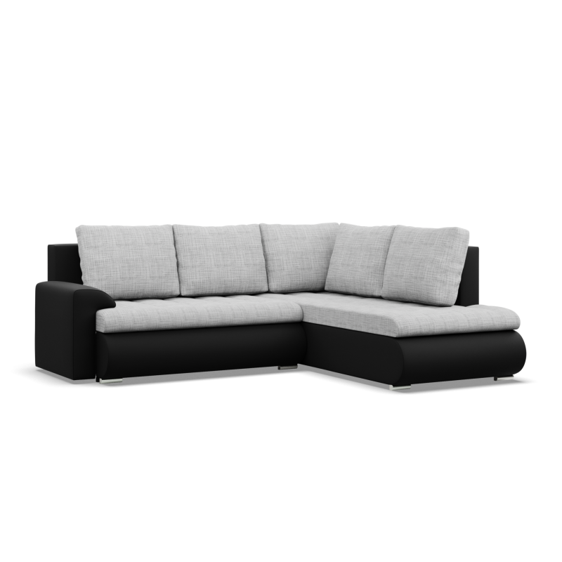 Ecksofa FORESTA LO, Seite - RECHTS, Farbe - GRAU + SCHWARZ