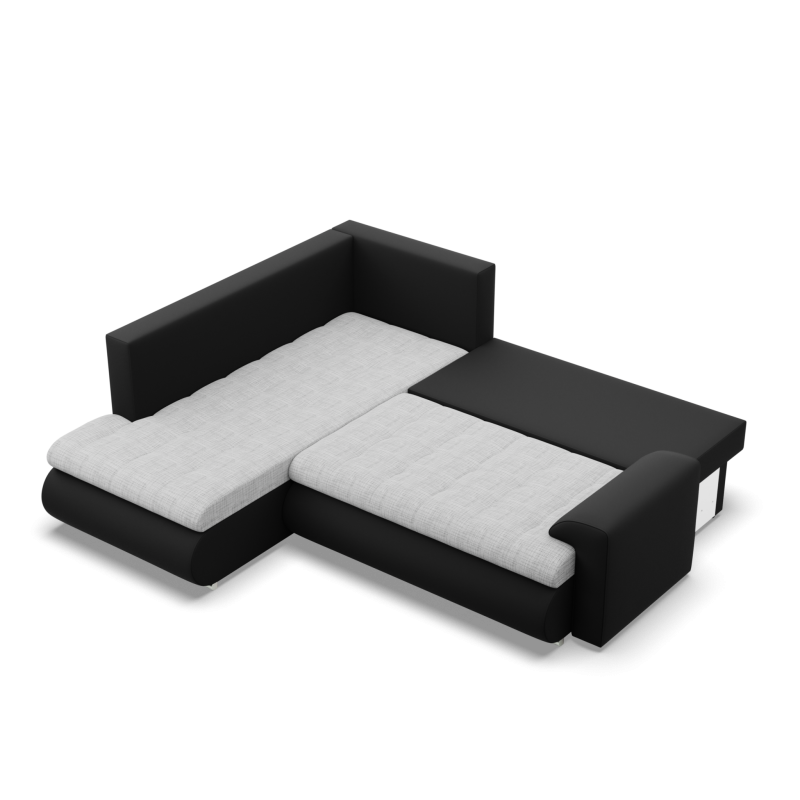 FORESTA LO Corner Sofa, Side - RIGHT, Color - GRAY + BLACK