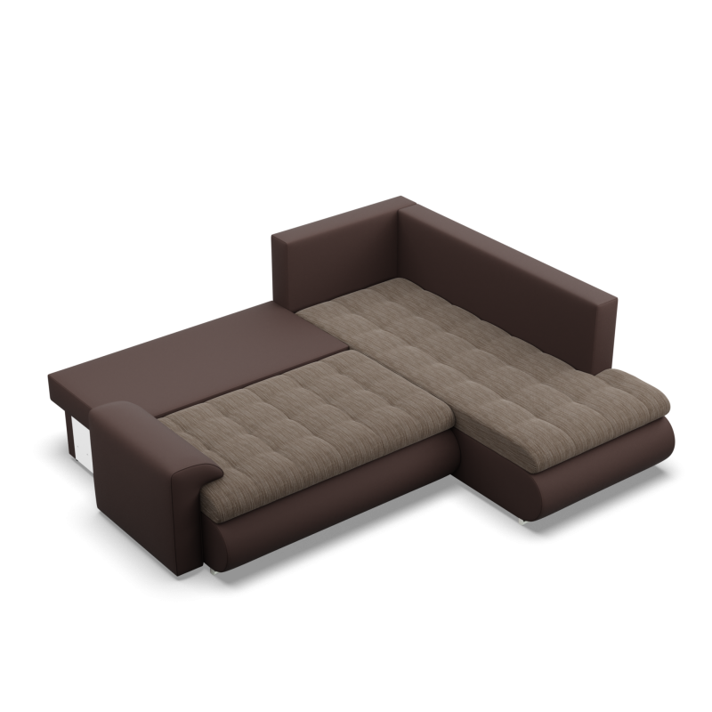 Ecksofa FORESTA LO, Seite - RECHTS, Farbe - BRAUN + CAPPUCCINO
