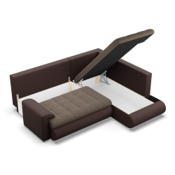 FORESTA LO Corner Sofa, Side - RIGHT, Color - BROWN + CAPPUCCINO
