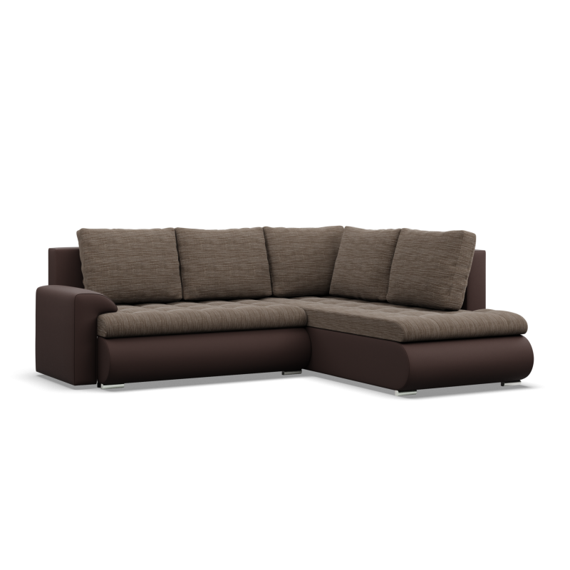 Ecksofa FORESTA LO, Seite - RECHTS, Farbe - BRAUN + CAPPUCCINO