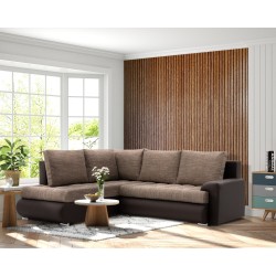Ecksofa FORESTA LO, Seite - RECHTS, Farbe - BRAUN + CAPPUCCINO