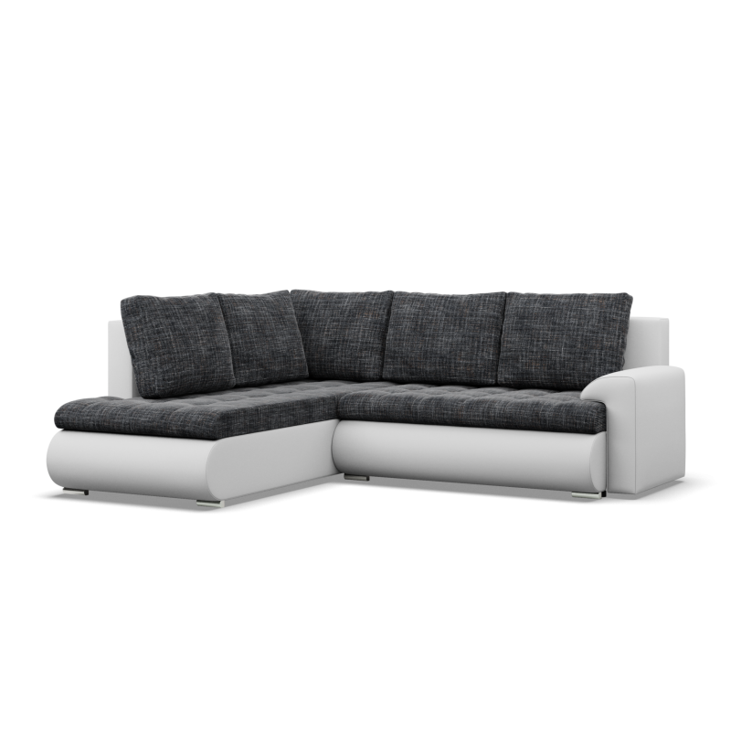 Ecksofa FORESTA LO, Seite - LINKS, Farbe - GRAU + WEIß