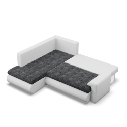 Ecksofa FORESTA LO, Seite - LINKS, Farbe - GRAU + WEIß