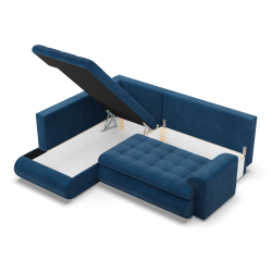 Ecksofa FORESTA LO Poso, Seite - LINKS, Farbe - MARINEBLAU