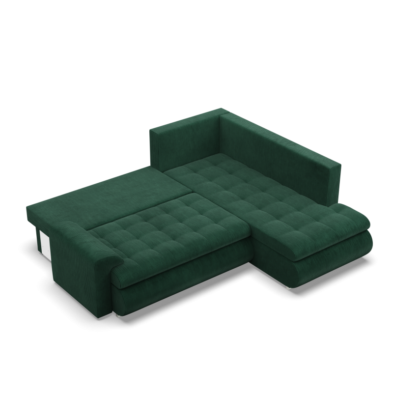 Ecksofa FORESTA LO Poso, Seite - RECHTS, Farbe - FLASCHENGRÜN