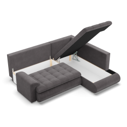 Ecksofa FORESTA LO Poso, Seite - RECHTS, Farbe - DUNKELGRAU