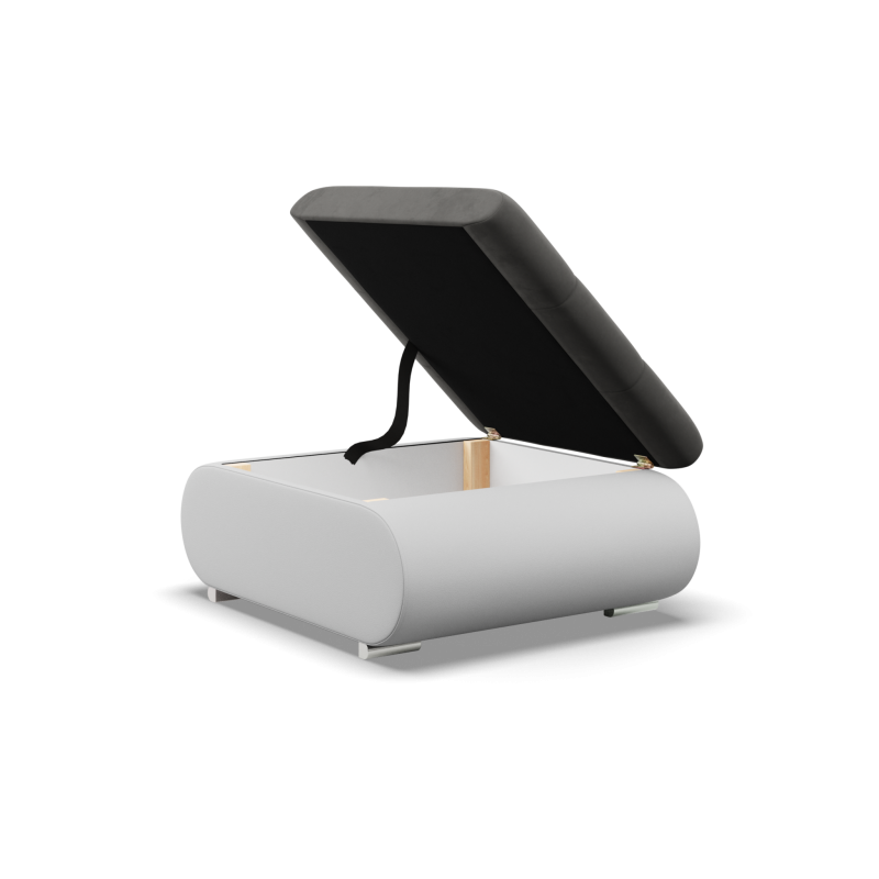 Pufa FORESTA , Kolor - CIEMNY SZARY + BIAŁY