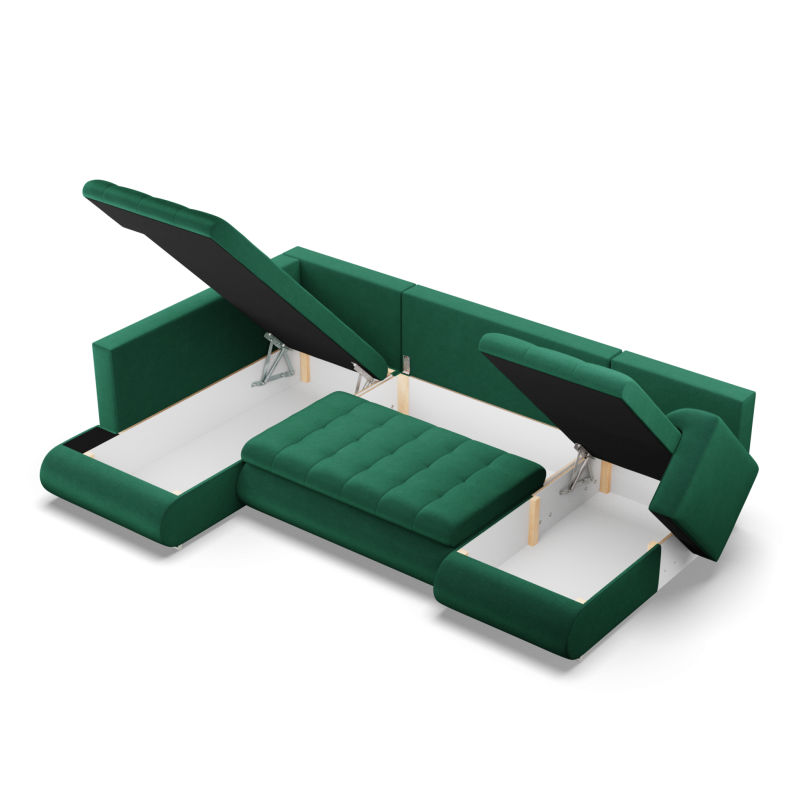 FORESTA ULO Kronos Corner Sofa, Side - LEFT, Color - BOTTLE GREEN