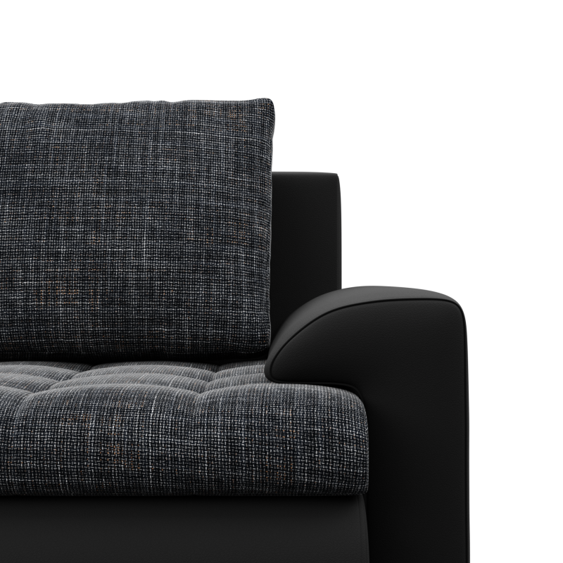 FORESTA ULO Ecksofa, Seite - LINKS, Farbe - GRAU + SCHWARZ