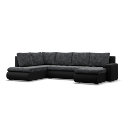 FORESTA ULO Ecksofa, Seite - LINKS, Farbe - GRAU + SCHWARZ