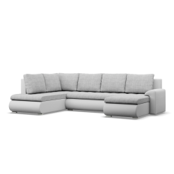 Ecksofa FORESTA ULO, Seite - LINKS, Farbe - GRAU + WEISS