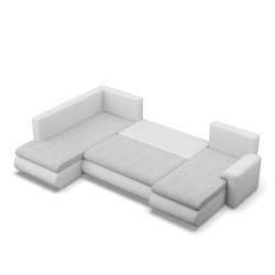 Ecksofa FORESTA ULO, Seite - LINKS, Farbe - GRAU + WEISS