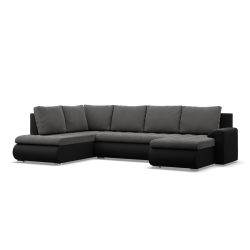 Ecksofa FORESTA ULO, Seite - LINKS, Farbe - DUNKELGRAU + SCHWARZ