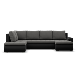 Ecksofa FORESTA ULO, Seite - LINKS, Farbe - DUNKELGRAU + SCHWARZ