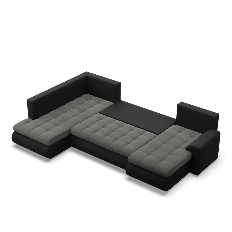 Ecksofa FORESTA ULO, Seite - LINKS, Farbe - DUNKELGRAU + SCHWARZ