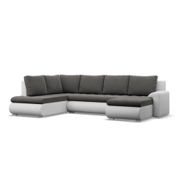 Ecksofa FORESTA ULO, Seite - LINKS, Farbe - DUNKELGRAU + WEISS