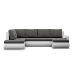 Ecksofa FORESTA ULO, Seite - LINKS, Farbe - DUNKELGRAU + WEISS