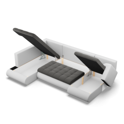 Кутовий диван FORESTA ULO, сторона - ЛІВА, колір - ТЕМНО-СІРИЙ + БІЛИЙ
