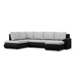 Ecksofa FORESTA ULO, Seite - LINKS, Farbe - GRAU + SCHWARZ