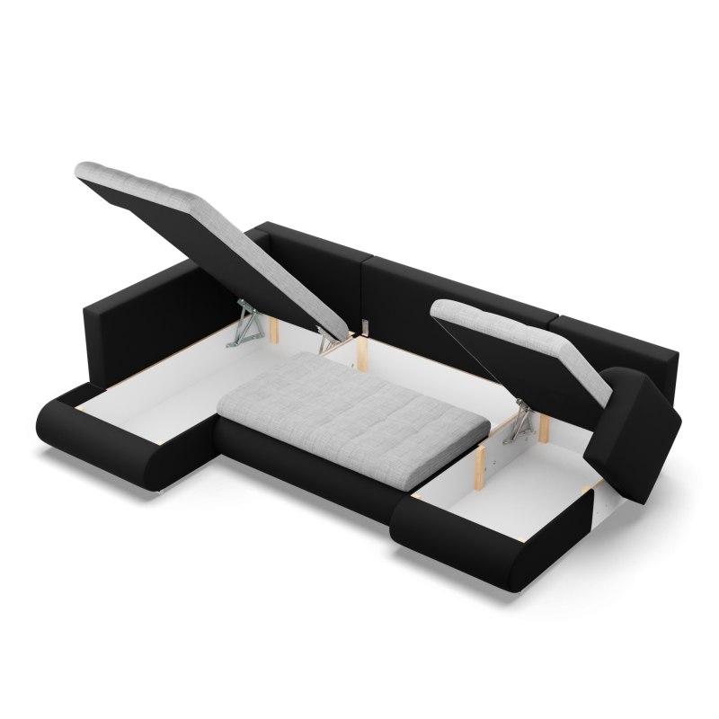 Sofá esquinero FORESTA ULO, Lado - IZQUIERDO, Color - GRIS + NEGRO