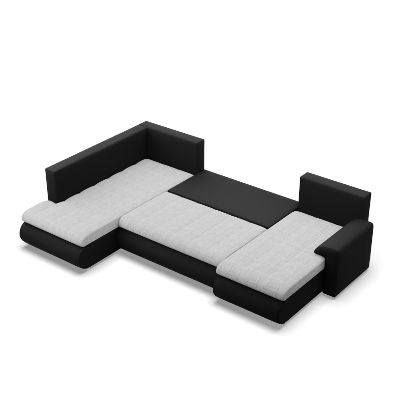 Ecksofa FORESTA ULO, Seite - LINKS, Farbe - GRAU + SCHWARZ