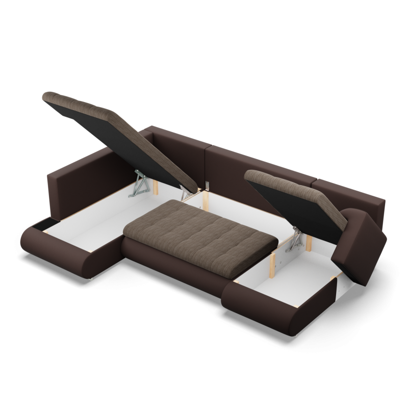 FORESTA ULO Corner Sofa, Side - LEFT, Color - BROWN + CAPPUCCINO