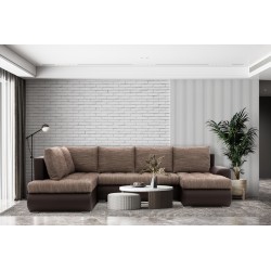 Ecksofa FORESTA ULO, Seite - LINKS, Farbe - BRAUN + CAPPUCCINO
