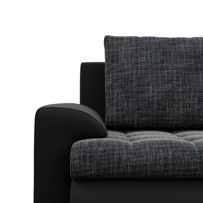 Ecksofa FORESTA ULO, Seite - RECHTS, Farbe - GRAU + SCHWARZ