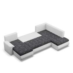 Ecksofa FORESTA ULO, Seite - RECHTS, Farbe - GRAU + WEISS