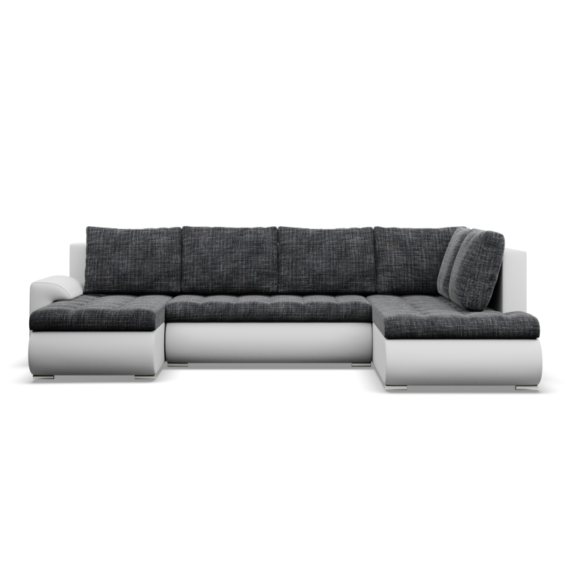 Ecksofa FORESTA ULO, Seite - RECHTS, Farbe - GRAU + WEISS