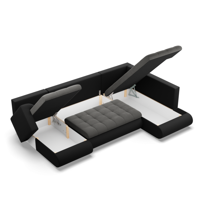 Sofá esquinero FORESTA ULO, Lado - DERECHO, Color - GRIS OSCURO + NEGRO