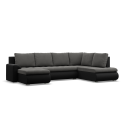 Ecksofa FORESTA ULO, Seite - RECHTS, Farbe - DUNKELGRAU + SCHWARZ