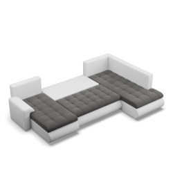 Ecksofa FORESTA ULO, Seite - RECHTS, Farbe - DUNKELGRAU + WEISS